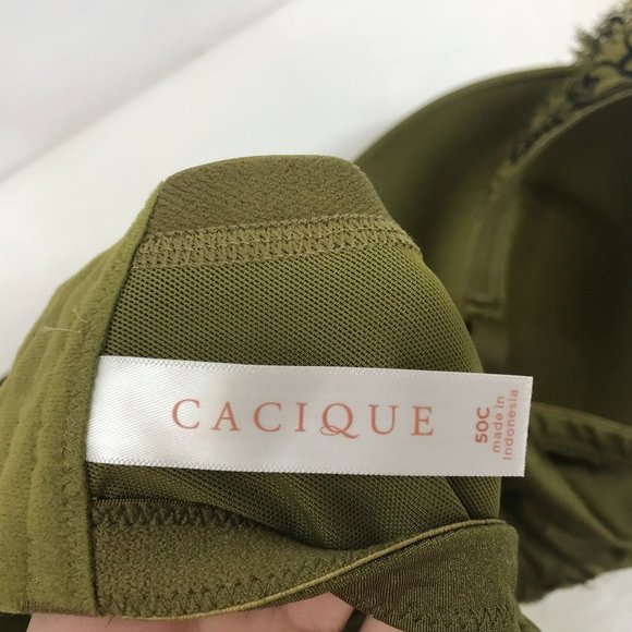 CACIQUE ~ WOMENS 50C ~ GREEN BLACK BOOST PLUNGE UNDERWIRE BRA - Picture 4 of 5